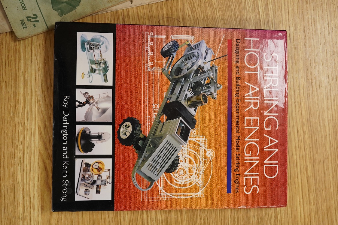 A Stuart No.10 vertical live steam single cylinder stationary engine, together with the original instruction booklets, a book on Sterling engines, and a quantity of useful ferrous and non-ferrous rods
